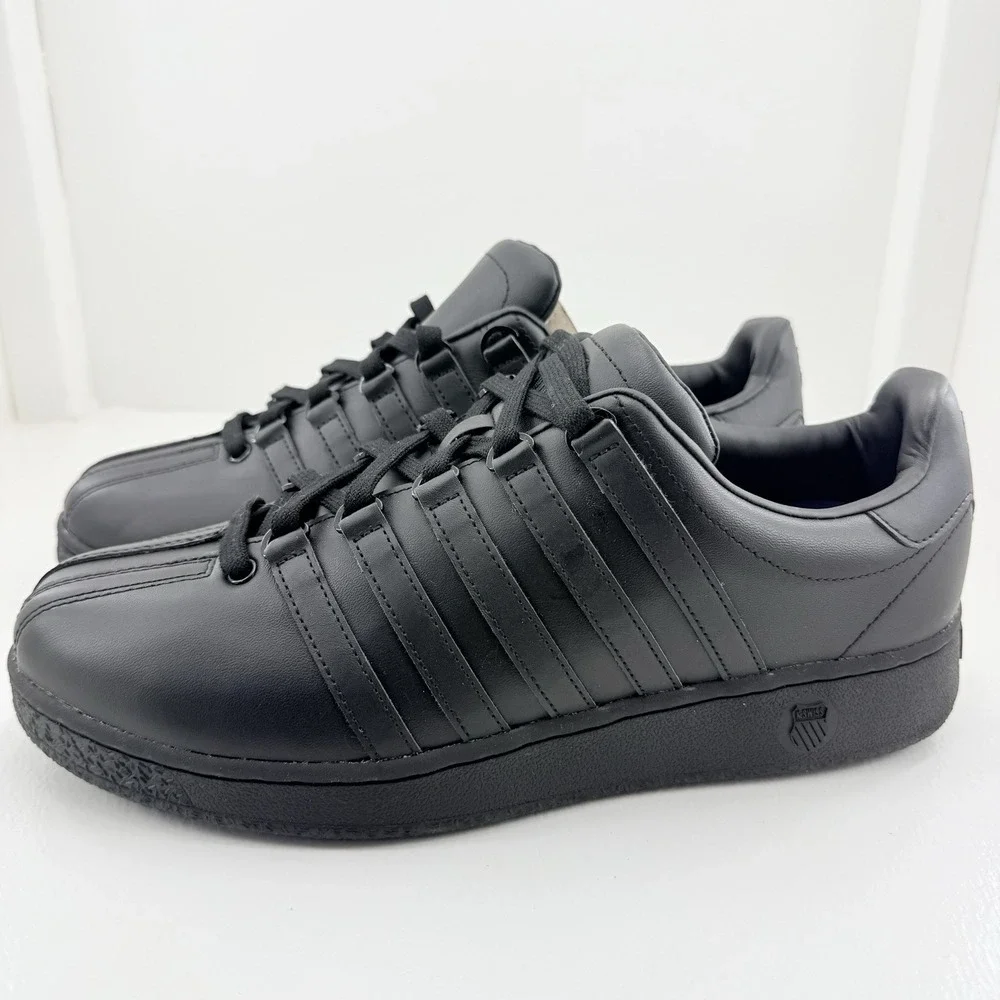 K-Swiss 07321-001-XW Low Sneakers Mens 11 XW Black Leather Extra Wide Shoes
